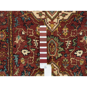 2'7"x18' Terracotta Red, Hand Knotted, Antiqued Fine Heriz Re-Creation, Densely Woven, Natural Dyes, Organic Wool, XL Runner Oriental Rug FWR392820
