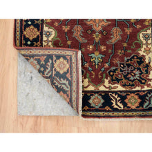 Load image into Gallery viewer, 2&#39;8&quot;x12&#39; Rust Red, Antiqued Sarouk Re-creation, Natural Dyes Densely Woven, Natural Wool Hand Knotted, Runner Oriental Rug FWR392826