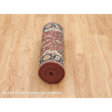 Load image into Gallery viewer, 2&#39;8&quot;x12&#39; Rust Red, Antiqued Sarouk Re-Creation, Natural Dyes Densely Woven, Natural Wool Hand Knotted, Runner Oriental Rug FWR392826