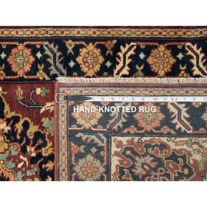 2'8"x12' Rust Red, Antiqued Sarouk Re-Creation, Natural Dyes Densely Woven, Natural Wool Hand Knotted, Runner Oriental Rug FWR392826