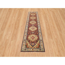 Load image into Gallery viewer, 2&#39;7&quot;x12&#39; Terracotta Red, Antiqued Fine Heriz Re-creation, Natural Dyes Dense Weave, Organic Wool Hand Knotted, Runner Oriental Rug FWR392856