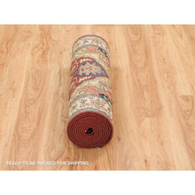Load image into Gallery viewer, 2&#39;7&quot;x12&#39;1&quot; Terracotta Red, Hand Knotted Antiqued Fine Heriz Re-Creation, Natural Dyes Dense Weave, Organic Wool, Runner Oriental Rug FWR392868