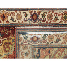 Load image into Gallery viewer, 2&#39;7&quot;x12&#39;1&quot; Terracotta Red, Hand Knotted Antiqued Fine Heriz Re-creation, Natural Dyes Dense Weave, Organic Wool, Runner Oriental Rug FWR392868