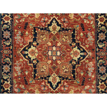 Load image into Gallery viewer, 2&#39;7&quot;x12&#39;1&quot; Terracotta Red, Hand Knotted Antiqued Fine Heriz Re-Creation, Natural Dyes Dense Weave, Organic Wool, Runner Oriental Rug FWR392892