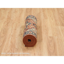 Load image into Gallery viewer, 2&#39;7&quot;x12&#39;1&quot; Terracotta Red, Hand Knotted Antiqued Fine Heriz Re-Creation, Natural Dyes Dense Weave, Organic Wool, Runner Oriental Rug FWR392892