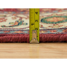 Load image into Gallery viewer, 3&#39;10&quot;x12&#39;1&quot; Terracotta Red, Pure Wool Hand Knotted, Antiqued Fine Heriz Re-creation, Natural Dyes Densely Woven, Wide Runner Oriental Rug FWR392994