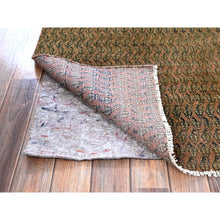Load image into Gallery viewer, 2&#39;6&quot;x11&#39;5&quot; Copper Brown, Vintage Persian Tabriz with Paisley Repetitive Intricate Pattern, Shaved Down, Zero Pile, Sides and Ends Professionally Secured, Fragment, Runner, Oriental Rug Sh654 FWR3924