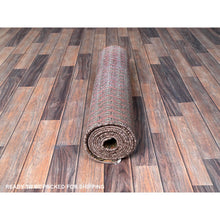 Load image into Gallery viewer, 2&#39;6&quot;x11&#39;5&quot; Copper Brown, Vintage Persian Tabriz with Paisley Repetitive Intricate Pattern, Shaved Down, Zero Pile, Sides and Ends Professionally Secured, Fragment, Runner, Oriental Rug Sh654 FWR3924