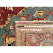 Load image into Gallery viewer, 12&#39;x15&#39;2&quot; Terracotta Red, Antiqued Fine Heriz Re-creation, Densely Woven Natural Dyes, Hand Knotted Soft Wool, Oversized Oriental Rug FWR393054