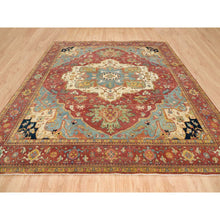 Load image into Gallery viewer, 12&#39;2&quot;x12&#39;2&quot; Terracotta Red, Hand Knotted Antiqued Fine Heriz Re-creation, Natural Dyes Dense Weave, Extra Soft Wool, Square Oriental Rug FWR393060