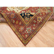 Load image into Gallery viewer, 12&#39;2&quot;x12&#39;2&quot; Terracotta Red, Hand Knotted Antiqued Fine Heriz Re-creation, Natural Dyes Dense Weave, Extra Soft Wool, Square Oriental Rug FWR393060