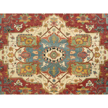 Load image into Gallery viewer, 12&#39;2&quot;x12&#39;2&quot; Terracotta Red, Hand Knotted Antiqued Fine Heriz Re-Creation, Natural Dyes Dense Weave, Extra Soft Wool, Square Oriental Rug FWR393060