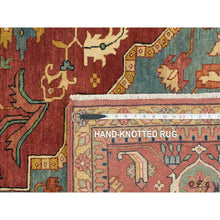 Load image into Gallery viewer, 12&#39;2&quot;x12&#39;2&quot; Terracotta Red, Hand Knotted Antiqued Fine Heriz Re-Creation, Natural Dyes Dense Weave, Extra Soft Wool, Square Oriental Rug FWR393060