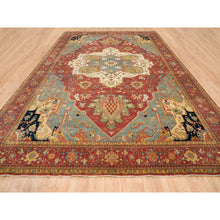 Load image into Gallery viewer, 12&#39;1&quot;x18&#39;2&quot; Terracotta Red, Densely Woven 100% Wool, Hand Knotted Antiqued Fine Heriz Re-creation, Natural Dyes, Oversized Oriental Rug FWR393066