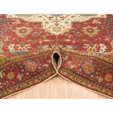Load image into Gallery viewer, 12&#39;1&quot;x18&#39;2&quot; Terracotta Red, Densely Woven 100% Wool, Hand Knotted Antiqued Fine Heriz Re-creation, Natural Dyes, Oversized Oriental Rug FWR393066
