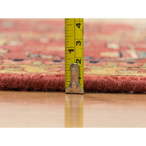 12'1"x18'2" Terracotta Red, Densely Woven 100% Wool, Hand Knotted Antiqued Fine Heriz Re-creation, Natural Dyes, Oversized Oriental Rug FWR393066