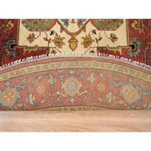 Load image into Gallery viewer, 10&#39;x10&#39; Terracotta Red, Hand Knotted, Antiqued Fine Heriz Re-creation, Dense Weave, Natural Dyes, 100% Wool, Round Oriental Rug FWR393078
