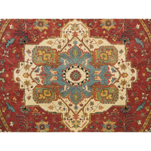 Load image into Gallery viewer, 10&#39;x10&#39; Terracotta Red, Hand Knotted, Antiqued Fine Heriz Re-creation, Dense Weave, Natural Dyes, 100% Wool, Round Oriental Rug FWR393078