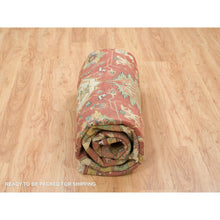 Load image into Gallery viewer, 10&#39;x10&#39; Terracotta Red, Hand Knotted, Antiqued Fine Heriz Re-creation, Dense Weave, Natural Dyes, 100% Wool, Round Oriental Rug FWR393078