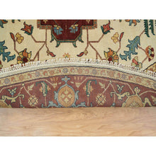 Load image into Gallery viewer, 10&#39;x10&#39; Ivory, Antiqued Fine Heriz, Re-Creation, Hand Knotted, 100% Wool, Round Oriental Rug FWR393102