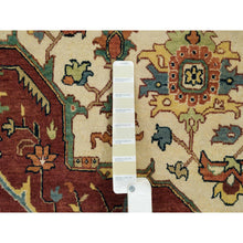 Load image into Gallery viewer, 10&#39;x10&#39; Ivory, Antiqued Fine Heriz, Re-Creation, Hand Knotted, 100% Wool, Round Oriental Rug FWR393102