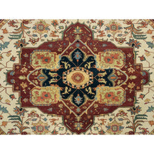 Load image into Gallery viewer, 10&#39;x10&#39; Ivory, Antiqued Fine Heriz, Re-creation, Hand Knotted, 100% Wool, Round Oriental Rug FWR393102