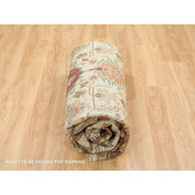 Load image into Gallery viewer, 10&#39;x10&#39; Ivory, Antiqued Fine Heriz, Re-creation, Hand Knotted, 100% Wool, Round Oriental Rug FWR393102