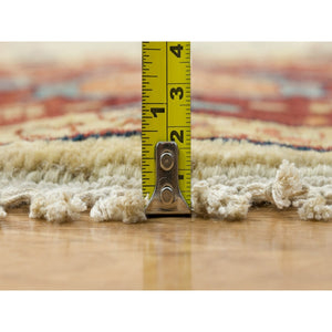 10'x10' Ivory, Antiqued Fine Heriz, Re-Creation, Hand Knotted, 100% Wool, Round Oriental Rug FWR393102