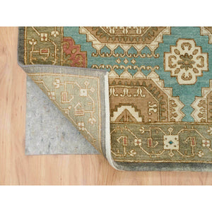 10'x14' Turquoise/brown, Hand Spun Ghazni Wool, Natural Dyes, Caucasian Gul Motifs With A Distinct Abrash  Oriental Rug FWR393234