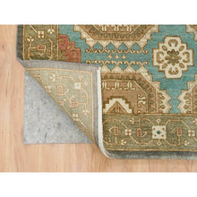 Load image into Gallery viewer, 10&#39;x14&#39; Turquoise/brown, Hand Spun Ghazni Wool, Natural Dyes, Caucasian Gul Motifs With A Distinct Abrash  Oriental Rug FWR393234