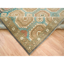 Load image into Gallery viewer, 10&#39;x14&#39; Turquoise/brown, Hand Spun Ghazni Wool, Natural Dyes, Caucasian Gul Motifs With A Distinct Abrash  Oriental Rug FWR393234