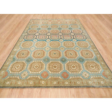 Load image into Gallery viewer, 9&#39;1&quot;x12&#39;1&quot; Turquoise/brown, Hand Knotted Pure Wool, Caucasian Gul Motifs With A Distinct Abrash, Natural Dyes Oriental Rug FWR393258