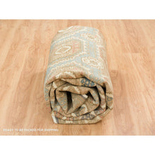 Load image into Gallery viewer, 9&#39;1&quot;x12&#39;1&quot; Turquoise/brown, Hand Knotted Pure Wool, Caucasian Gul Motifs With A Distinct Abrash, Natural Dyes Oriental Rug FWR393258