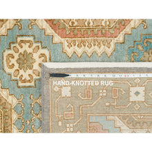 Load image into Gallery viewer, 9&#39;1&quot;x12&#39;1&quot; Turquoise/brown, Hand Knotted Pure Wool, Caucasian Gul Motifs With A Distinct Abrash, Natural Dyes Oriental Rug FWR393258