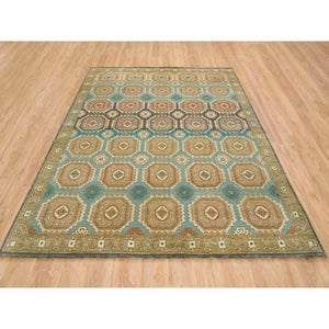 8'3"x10' Turquoise/brown, Hand Knotted, Natural Dyes, Soft And Lush Pile, Caucasian Gul Motifs With A Distinct Abrash Oriental Rug FWR393270