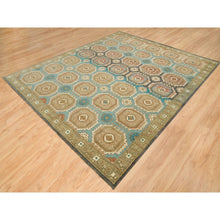 Load image into Gallery viewer, 8&#39;3&quot;x10&#39; Turquoise/brown, Hand Knotted, Natural Dyes, Soft And Lush Pile, Caucasian Gul Motifs With A Distinct Abrash Oriental Rug FWR393270