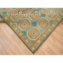 Load image into Gallery viewer, 8&#39;3&quot;x10&#39; Turquoise/brown, Hand Knotted, Natural Dyes, Soft And Lush Pile, Caucasian Gul Motifs With A Distinct Abrash Oriental Rug FWR393270