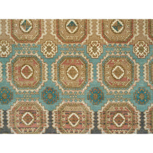 Load image into Gallery viewer, 8&#39;3&quot;x10&#39; Turquoise/brown, Hand Knotted, Natural Dyes, Soft And Lush Pile, Caucasian Gul Motifs With A Distinct Abrash Oriental Rug FWR393270