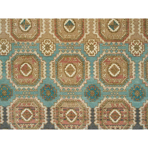 8'3"x10' Turquoise/brown, Hand Knotted, Natural Dyes, Soft And Lush Pile, Caucasian Gul Motifs With A Distinct Abrash Oriental Rug FWR393270