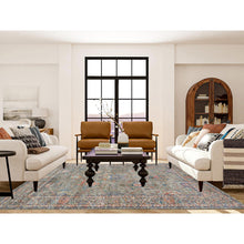 Load image into Gallery viewer, 8&#39;x10&#39;1&quot; Taupe, Hand Knotted, Persian Scrolls Leaf And Flower Design, Striae Pattern, Silk With Textured Wool, Oriental Rug FWR393276