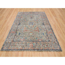 Load image into Gallery viewer, 8&#39;x10&#39;1&quot; Taupe, Hand Knotted, Persian Scrolls Leaf And Flower Design, Striae Pattern, Silk With Textured Wool, Oriental Rug FWR393276