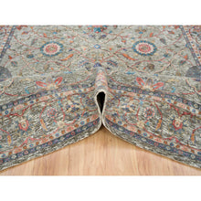 Load image into Gallery viewer, 8&#39;x10&#39;1&quot; Taupe, Hand Knotted, Persian Scrolls Leaf And Flower Design, Striae Pattern, Silk With Textured Wool, Oriental Rug FWR393276