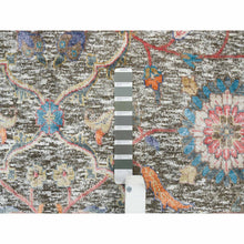 Load image into Gallery viewer, 8&#39;x10&#39;1&quot; Taupe, Hand Knotted, Persian Scrolls Leaf And Flower Design, Striae Pattern, Silk With Textured Wool, Oriental Rug FWR393276