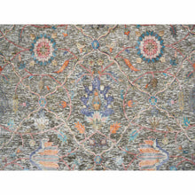 Load image into Gallery viewer, 8&#39;x10&#39;1&quot; Taupe, Hand Knotted, Persian Scrolls Leaf And Flower Design, Striae Pattern, Silk With Textured Wool, Oriental Rug FWR393276