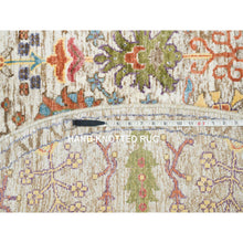 Load image into Gallery viewer, 5&#39;4&quot;x5&#39;4&quot; Beige Hand Knotted Directional Vase Design Silk With Textured Wool Round Rug FWR393288