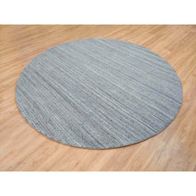 Load image into Gallery viewer, 8&#39;x8&#39; Arsenic Gray, Modern Striae Design, All Wool Hand Loomed, Soft Pile, Round Oriental Rug FWR393312