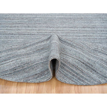 Load image into Gallery viewer, 8&#39;x8&#39; Arsenic Gray, Modern Striae Design, All Wool Hand Loomed, Soft Pile, Round Oriental Rug FWR393312