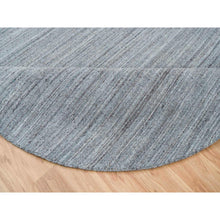 Load image into Gallery viewer, 8&#39;x8&#39; Arsenic Gray, Modern Striae Design, All Wool Hand Loomed, Soft Pile, Round Oriental Rug FWR393312