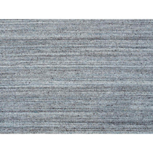 8'x8' Arsenic Gray, Modern Striae Design, All Wool Hand Loomed, Soft Pile, Round Oriental Rug FWR393312