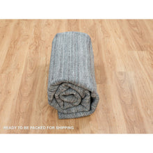 Load image into Gallery viewer, 8&#39;x8&#39; Arsenic Gray, Modern Striae Design, All Wool Hand Loomed, Soft Pile, Round Oriental Rug FWR393312